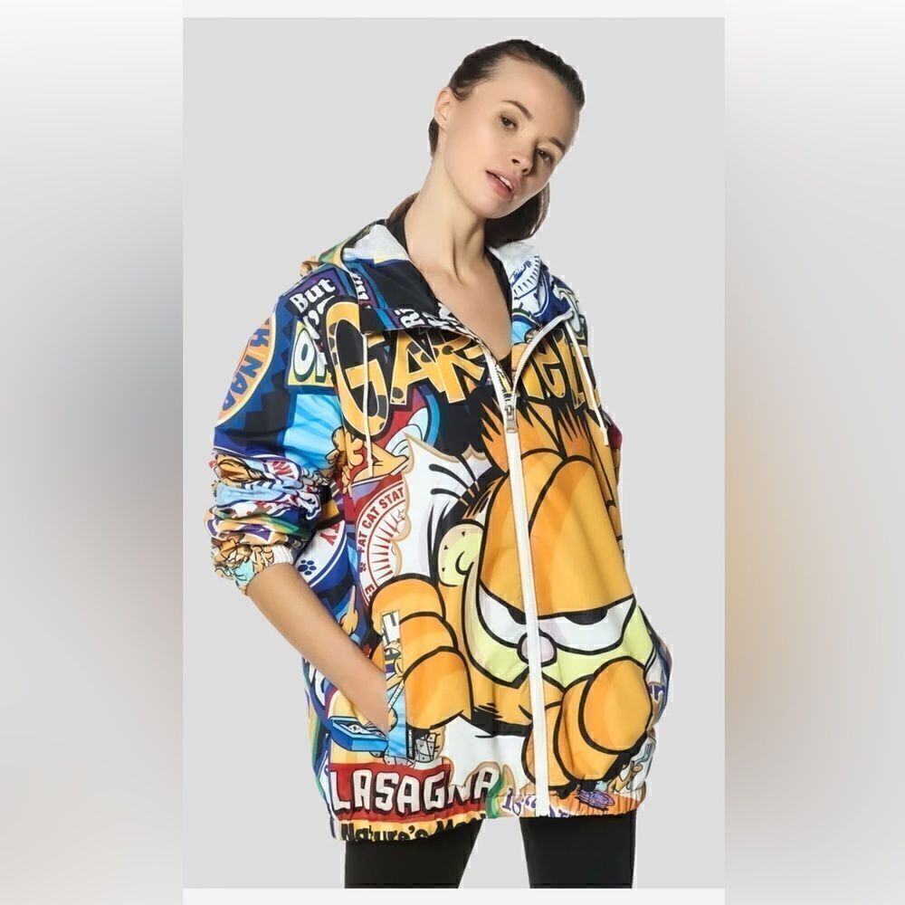 Members Only Garfield Windbreaker Oversized Jacket Women Size S